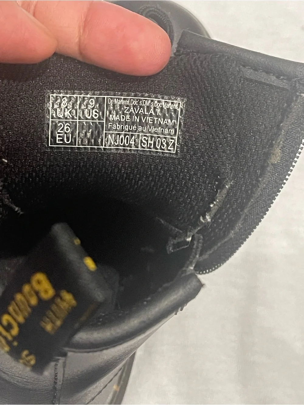 Dr. Martens Black Kids Lace-Up Combat Boots with Yellow Stitching